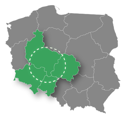 widok mapy z zakresem działania